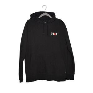 HUF Men's Broken Heart Hoodie Sweatshirt Black Size Large